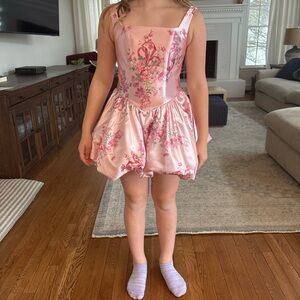 Floral Pink Kids Formal Dress